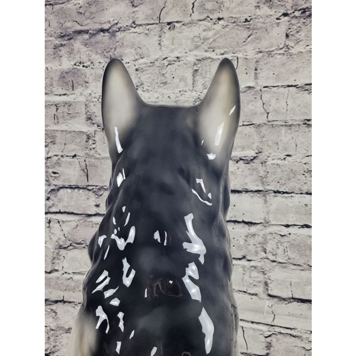 Siberian Husky Sitting Figurine XXL – Handmade Glazed Porcelain