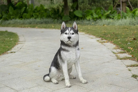 Husky Statue – Realistic Sitting Dog Figurine, Hand-Detailed Polyresin, 12 lbs