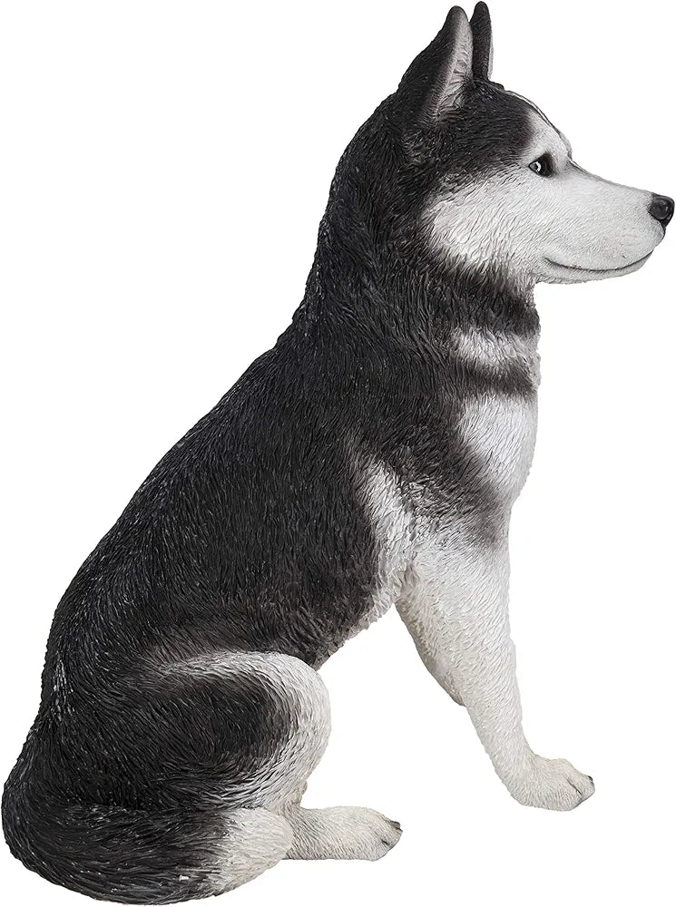 Husky Statue – Realistic Sitting Dog Figurine, Hand-Detailed Polyresin, 12 lbs