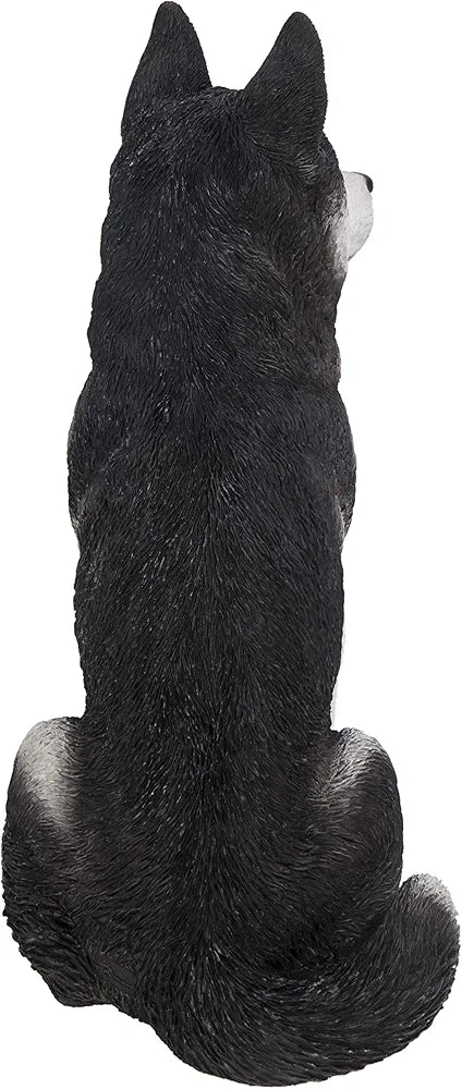 Husky Statue – Realistic Sitting Dog Figurine, Hand-Detailed Polyresin, 12 lbs